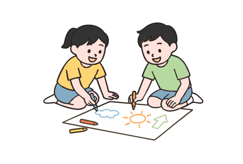 お絵描きをするこども