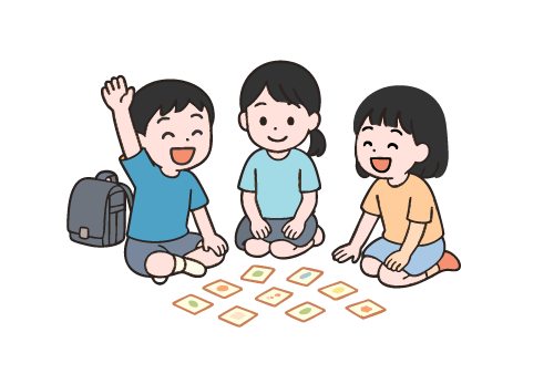 かるたをする子どものイラスト