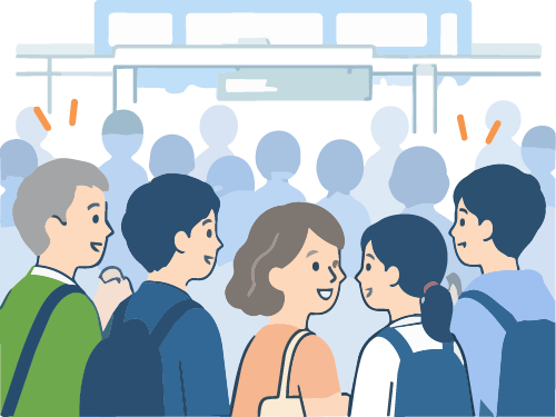 密集場所のイラスト