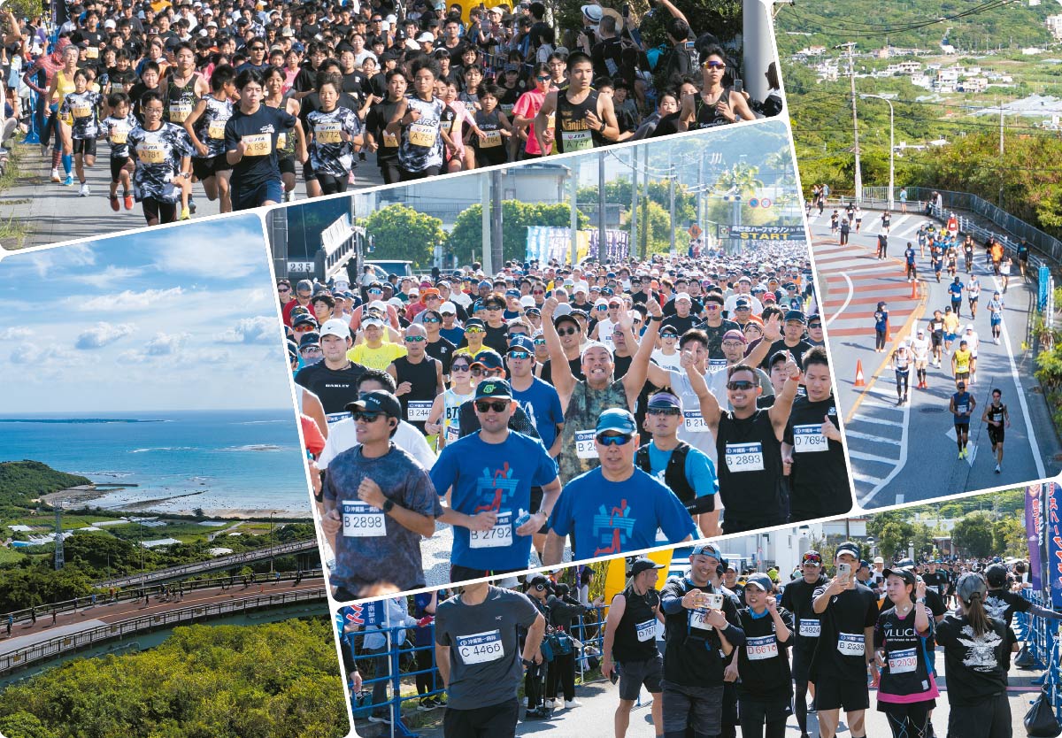 景色を楽しみながら走るランナーの写真