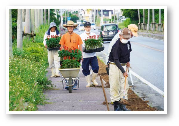 さしき健走会 国道沿いを花植え （10月1日）