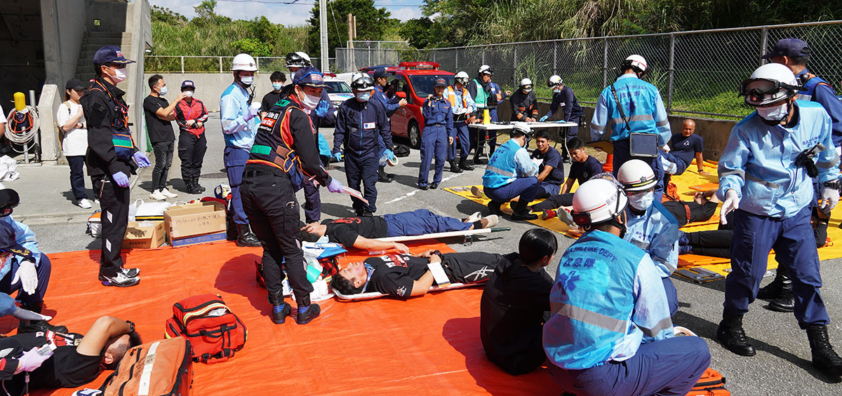 島尻消防が民間医療機関と協力して多数傷病者事故対応の訓練を実施（2023/10/18-10/20）